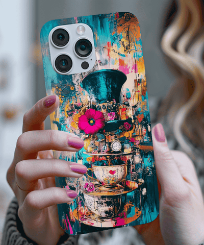 Whimsical Mad Hatter Abstract Tea Party Phone Case LavenderCeleste