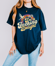 I’m A Fucking Delight Retro Comfort Colors T-Shirt | Sarcastic Vintage Rainbow Design Comfort Colors 1717