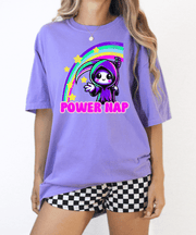 Power Nap Grim Reaper Kawaii Comfort Colors Tee LavenderCeleste