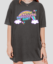 Slutty Narcissistic Cunt Rainbow Typography Comfort Colors Tee LavenderCeleste