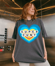 Super Cunt Retro Heart Comfort Colors Tee LavenderCeleste