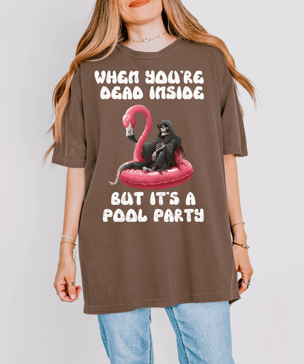 When You’re Dead Inside Funny Grim Reaper Pool Party Tee LavenderCeleste