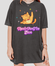 Reach For The Stars Sarcastic Cat Comfort Colors Shirt LavenderCeleste