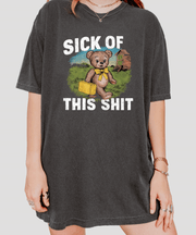 Sick of This Shit Vintage Bear Comfort Colors Tee LavenderCeleste