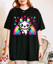 Kawaii Baphomet Rainbow Comfort Colors Tee – Cute Chaos Energy LavenderCeleste