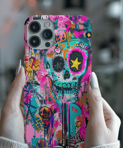 Graffiti Skull Neon Art Tough Phone Case LavenderCeleste