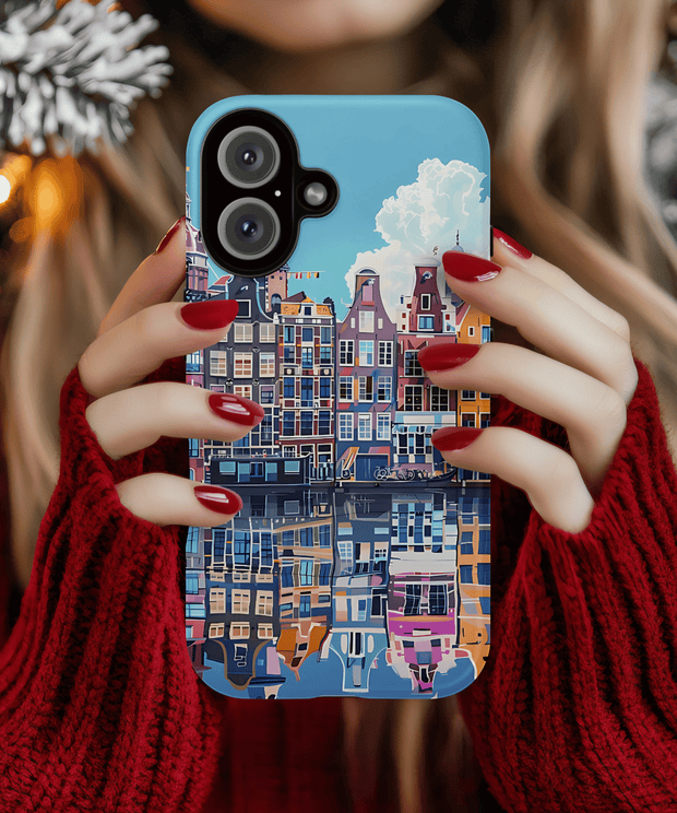 Amsterdam Netherlands Skyline Colorful Reflection Tough Phone Case WOYC