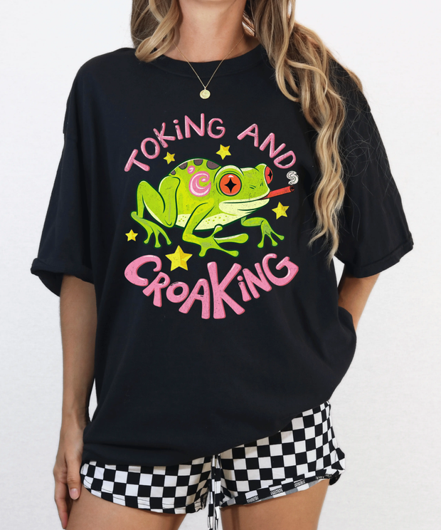 Toking and Croaking Funny Frog Comfort Colors Tee Comfort Colors 1717