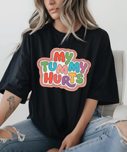 My Tummy Hurts Comfort Colors Tee – Funny Retro Pastel Typography Shirt LavenderCeleste