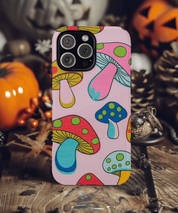 Retro Groovy Mushroom Tough Phone Case LavenderCeleste