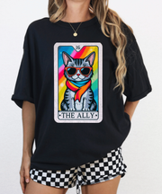 The Ally Pride Cat Tarot Comfort Colors Tee LavenderCeleste