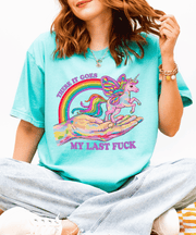 There It Goes My Last Fuck Funny Unicorn Comfort Colors Tee LavenderCeleste