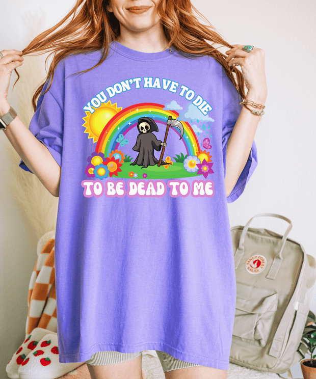 Rainbow Grim Reaper Comfort Colors T-Shirt | Dark Humor Pastel Goth Tee | Sarcastic Cute But Dead Inside Graphic Comfort Colors 1717