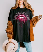 Taurus AF Glitter Lips Zodiac Comfort Colors Tee LavenderCeleste