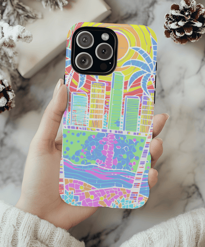 South Beach Miami Mosaic Art Tough Phone Case LavenderCeleste