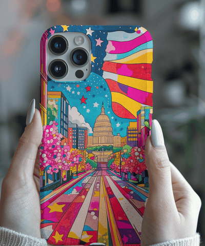 Washington DC Psychedelic Capitol Rainbow Tough Phone Case LavenderCeleste