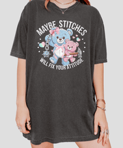 Maybe Stitches Will Fix Your Attitude Graphic Tee LavenderCeleste