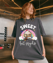 Sweet But Psycho Cupcake Comfort Colors Tee LavenderCeleste