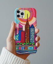 Tulsa Oklahoma Retro Pop Skyline Tough Phone Case LavenderCeleste