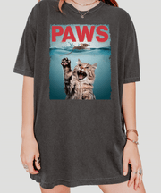 PAWS Funny Cat Parody Comfort Colors Shirt LavenderCeleste