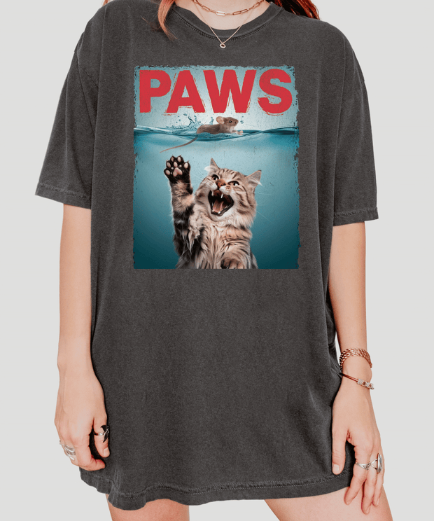 PAWS Funny Cat Parody Comfort Colors Shirt LavenderCeleste