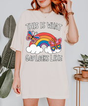 This Is What Gay Looks Like Rainbow Pride Comfort Colors Tee LavenderCeleste