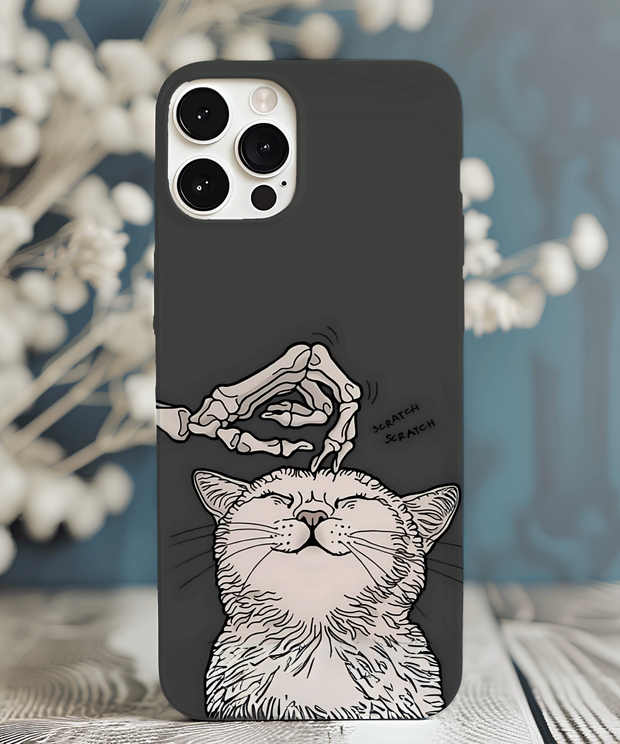 Skeleton Scratch Cat Gothic Humor Tough Phone Case LavenderCeleste