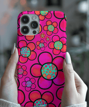 Hot Pink Retro Flower Power Tough Phone Case LavenderCeleste