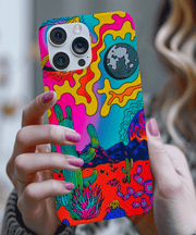 Trippy Psychedelic Desert Cactus Tough Phone Case LavenderCeleste