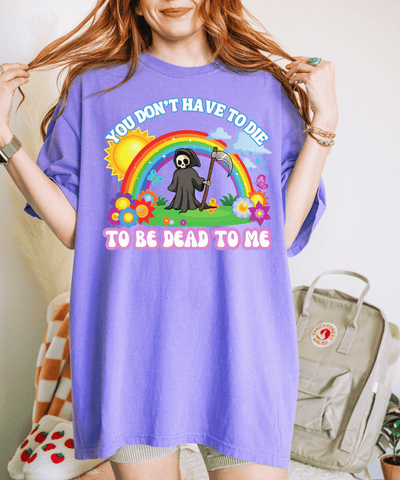 Rainbow Grim Reaper Comfort Colors T-Shirt | Dark Humor Pastel Goth Tee | Sarcastic Cute But Dead Inside Graphic Comfort Colors 1717