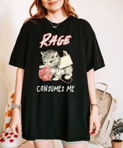 Rage Consumes Me Vintage Cat Comfort Colors Tee LavenderCeleste