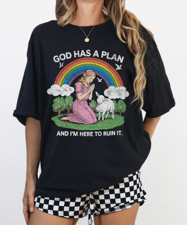 God Has a Plan and I’m Here to Ruin It Funny Comfort Colors T-Shirt Comfort Colors