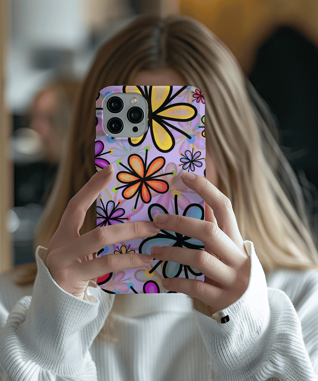 Retro Y2K Flower Power Pastel Tough Phone Case LavenderCeleste