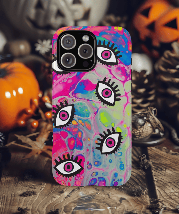 Hot Pink Evil Eye Psychedelic Tough Phone Case LavenderCeleste