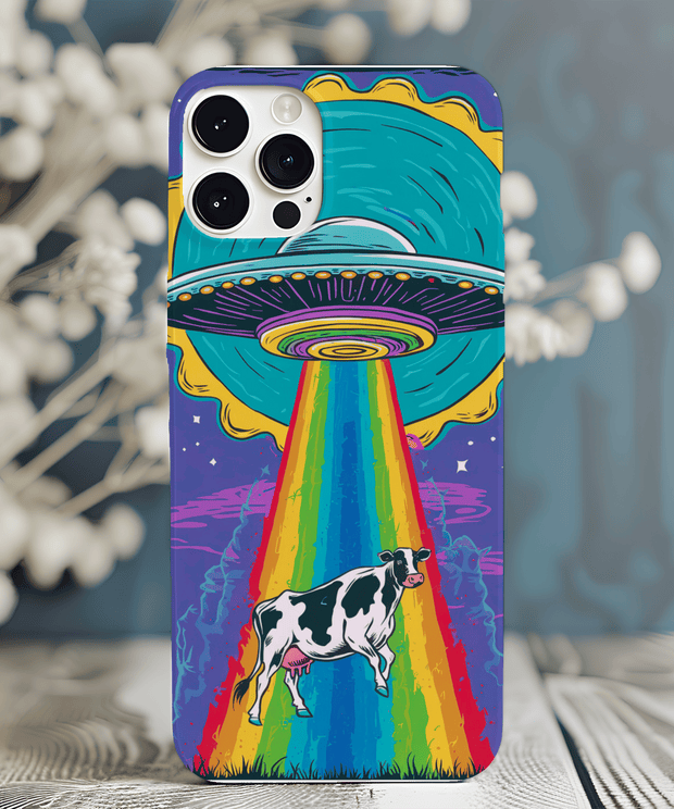 Rainbow UFO Cow Abduction Tough Phone Case WOYC