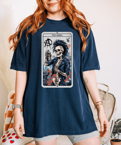 The Rebel Skeleton Tarot Punk Comfort Colors Tee LavenderCeleste