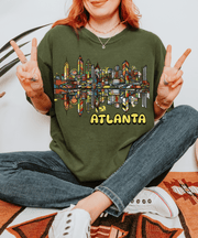 Atlanta Pop Art Skyline Retro Comfort Colors Tee Comfort Colors 1717