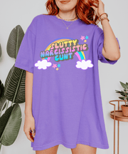 Slutty Narcissistic Cunt Rainbow Typography Comfort Colors Tee LavenderCeleste
