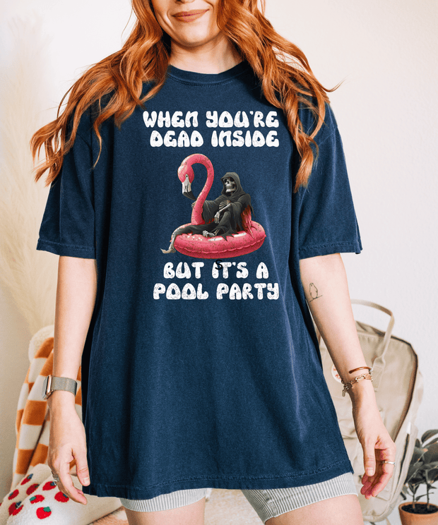When You’re Dead Inside Funny Grim Reaper Pool Party Tee LavenderCeleste