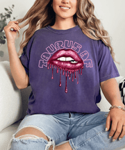 Taurus AF Glitter Lips Zodiac Comfort Colors Tee LavenderCeleste