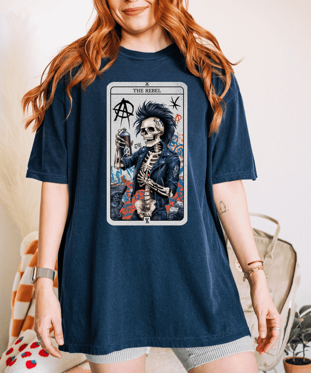 The Rebel Skeleton Tarot Punk Comfort Colors Tee LavenderCeleste