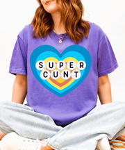Super Cunt Retro Heart Comfort Colors Tee LavenderCeleste
