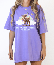F*** You I Won’t Do What You Tell Me Comfort Colors T-Shirt | Rebellious Cute Deer Pastel Goth Tee | Defiant Sarcastic Aesthetic Top Comfort Colors 1717