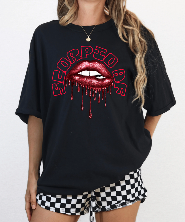Scorpio AF Dripping Lips Zodiac Comfort Colors Tee LavenderCeleste