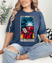The Therapist Skeleton Tarot Comfort Colors Tee LavenderCeleste