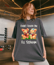 Don’t Touch Me I’ll Scream Retro Bunny Comfort Colors Tee LavenderCeleste
