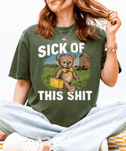 Sick of This Shit Vintage Bear Comfort Colors Tee LavenderCeleste