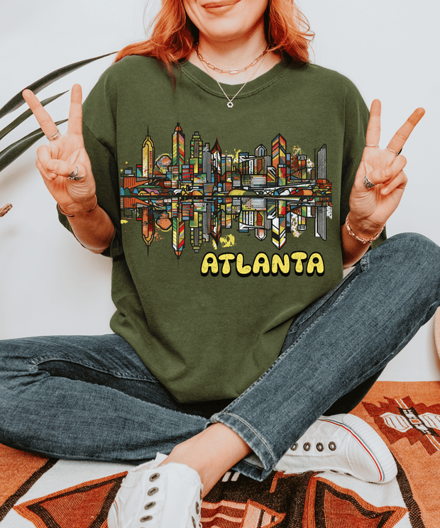 Atlanta Pop Art Skyline Retro Comfort Colors Tee Comfort Colors 1717