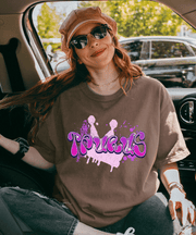 Taurus Queen Y2K Bubble Letter Comfort Colors Tee LavenderCeleste