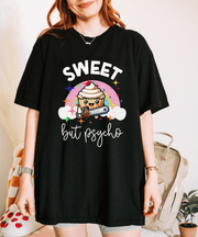 Sweet But Psycho Cupcake Comfort Colors Tee LavenderCeleste